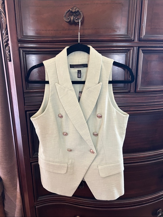 White House Black Market Jackets & Blazers - White House Black Market Sage Mint Tweed Double-Breasted Vest